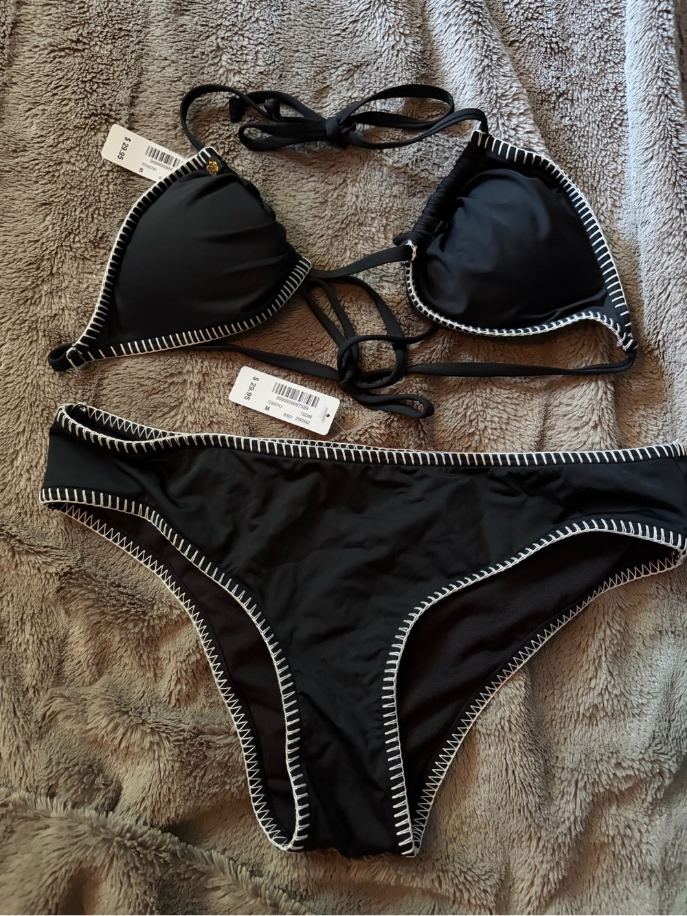 La Vie En Rose Black Bikini with White Contrast Trim